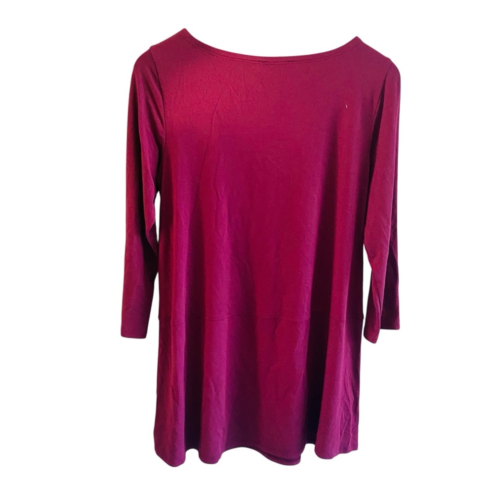 EILEEN FISHER Mulberry Jersey 3/4 Length Sleeve Tunic Top - Picture 2 of 5